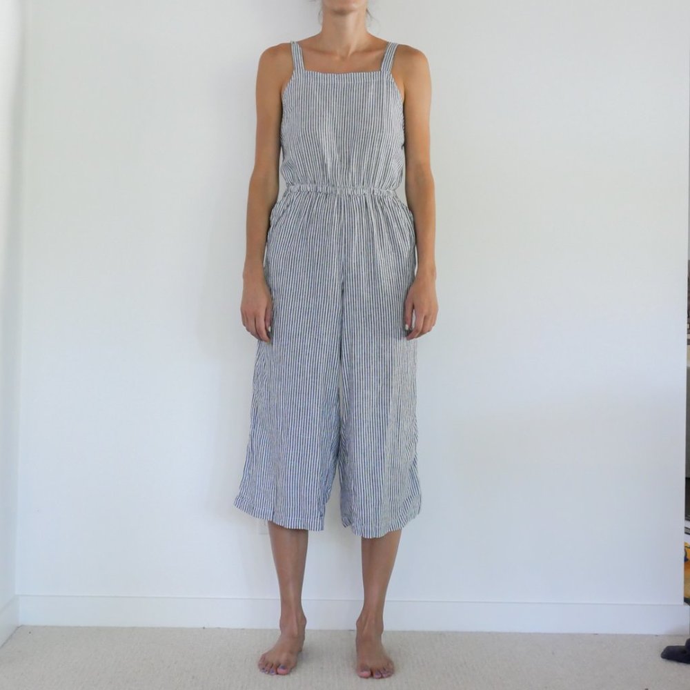 Old Navy Linen Pinstripe Jumpsuit